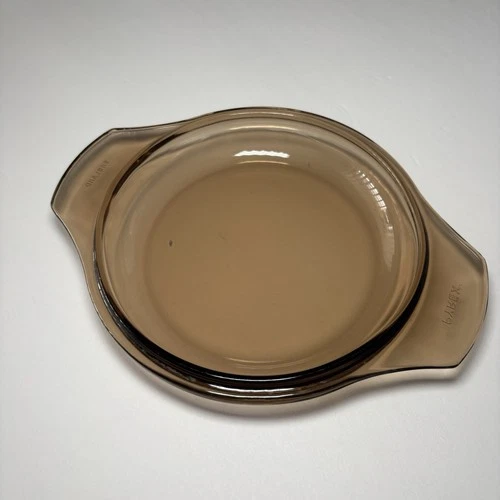 Vintage Brown clear Pyrex glass LID with tab handles.