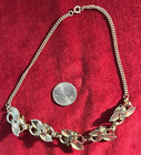Vintage Gold Tone White Enamel Rose Necklace -15" - 1950's — photo 2