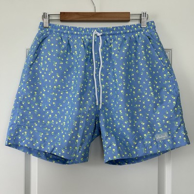 Kulani Kinis Mens Swim Trunks Size Medium Blue Yellow Lemon Bloom 5.5  Shorts