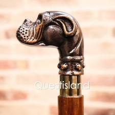 Bulldog Handle Wooden Foldable Cane Collectible Men's Gift Stylish Walking Stick