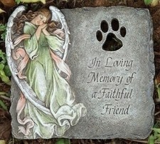 Pet Memorial Garden Stone, 9" square, In Loving memory of a faithful friend