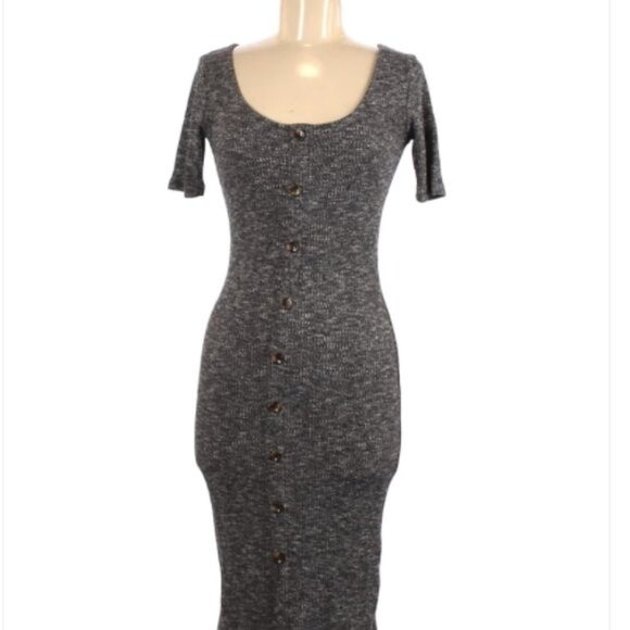 Mind Code Maxi Casual Sweater Button Up, Gray Kit… - image 1