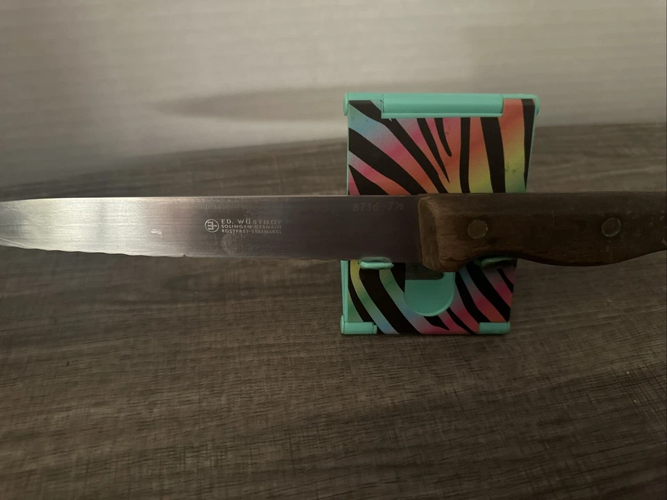 Vtg ED Wusthof 8716-71/2  Knife 71/2 “ blade Germany made Wood handle Sharp - Image 2 of 4