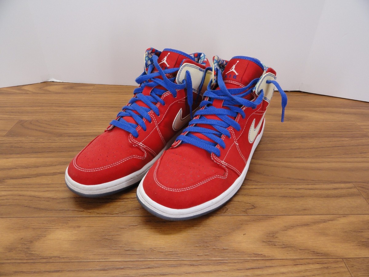 Nike Air Jordan 1 Mid Retro LS Sport Red Blue White Size 10.5 
