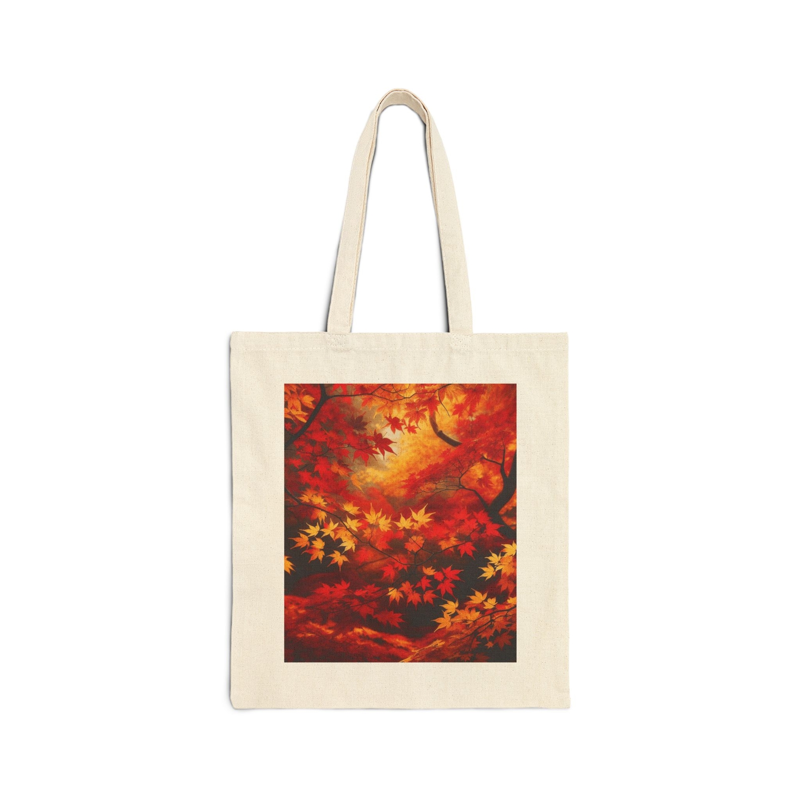 Fall Leaves Scattered Cotton Canvas Tote Bag, Birthday Gift Idea