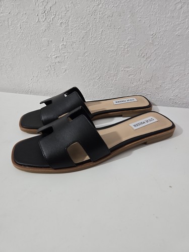 Steve Madden Hadyn Black Slip-On Leather Sandals Shoes Women's Size 8.5 - 第 2/4 張圖片