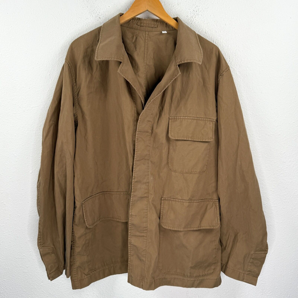 Uniqlo Shirt Mens Large Brown Overshirt Chore Jacket Utility Worker
