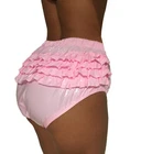 Super soft PVC ruffle diaper pants 4302RL patent look ABDL ruffle pants rubber pants