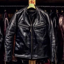 Men's Pure Cowhide Black Leather Biker Distressed Jacket Motorcycle Moto Jacket