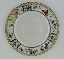Vintage Saucer Flowers & Butterflies on the Rim About 5.5" Diameter EUC