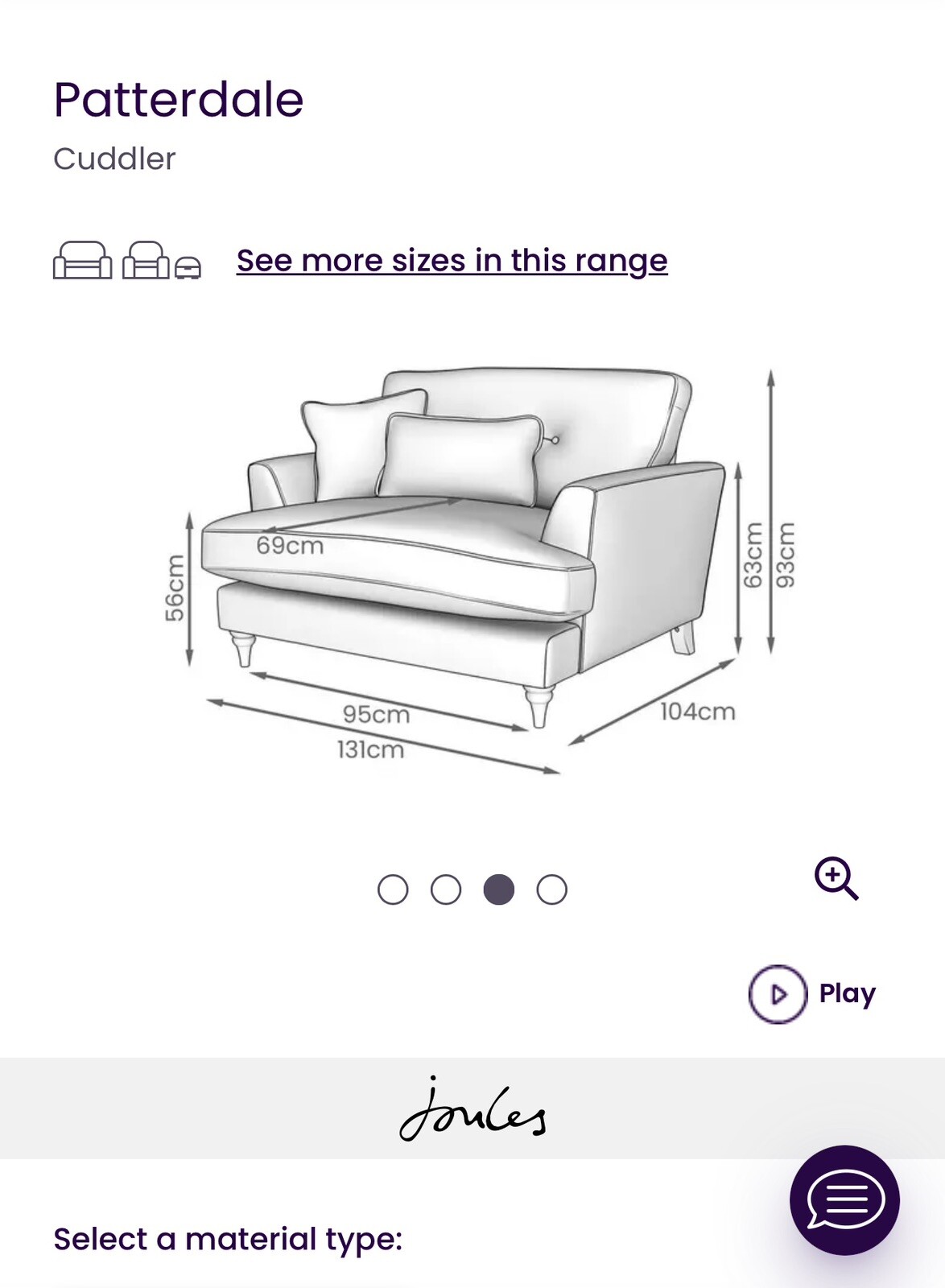 Patterdale Cuddle Sofa By JOULES/DFS eBay