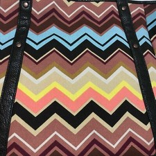 Missoni For Target Beach Bag Multi Color Canvas Tote Lg  Zig-zag