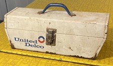 Vtg 1960's United Delco / AC Delco Metal Tool Box W/ Tray - Gas Service Station