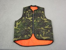 Vintage Camouflage Vest Adult Large Green Orange Puffer Reversible Hunting