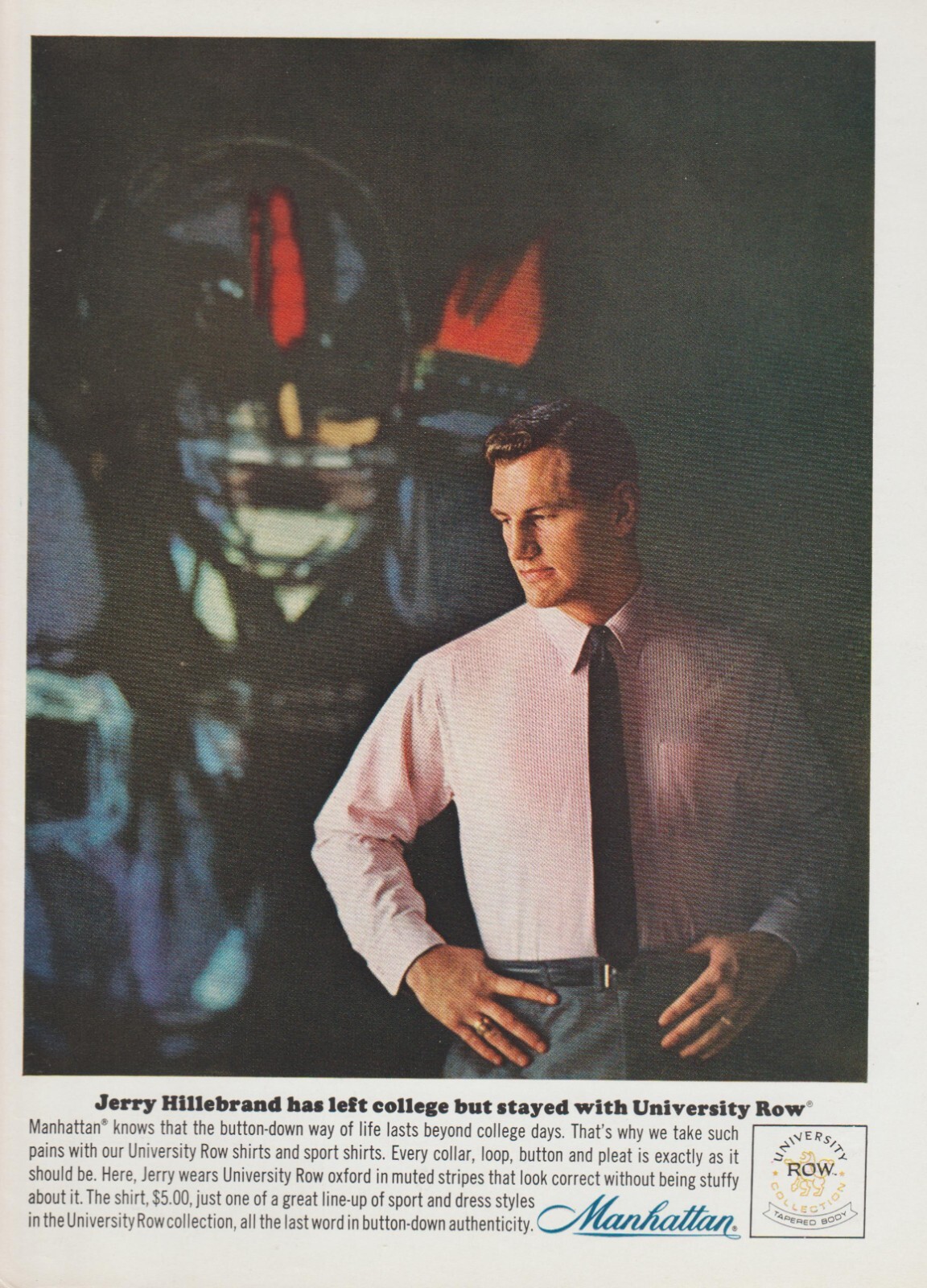 FILA 1964 University Row Manhattan Camicie NFL Giants Jerry Hillebrand Stampa annuncio