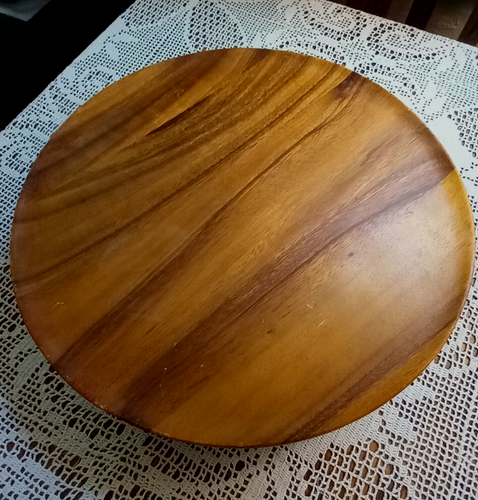 Teak Wood Lazy Susan 7 Piece Set Removable Serving Dishes 13.5 Inch Vintage - Picture 3 of 6