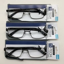 "3 PAIR" Foster Grant Ti-TECH HYPER-FLEX TI100 2.00 DGN Reading Glasses