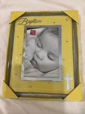 Russ Baby Girl Small Blessings Baptism Yellow Photo Frame w/ Pink Rhine 4" x 6  
