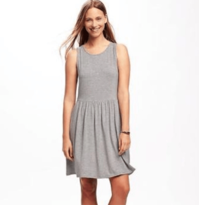 Womens Old Navy Light Gray Fit & Flare Jersey-Knit Dress - Sz M | eBay