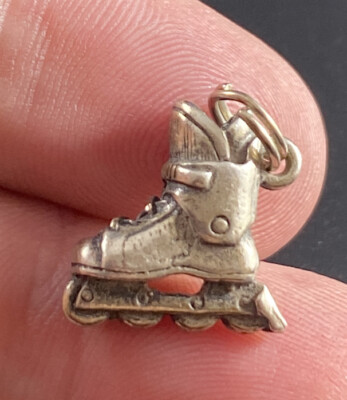 Vintage Sterling Silver Rollerblade Skate Detailed 3D Charm Pendant