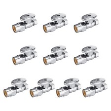 10PCS 1/2" CPVC X 3/8" OD 1/4 Turn Compression Straight Stop Valve Chrome Plated