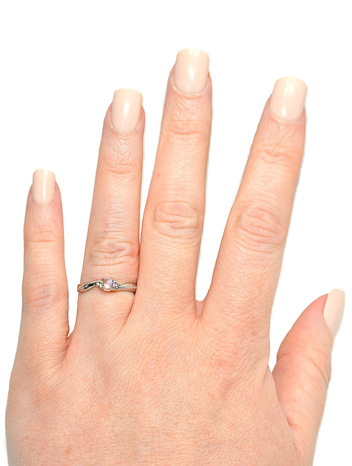 Natural Moonstone Ring Solid Platinum Solitaire R… - image 2