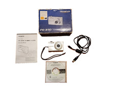 Olympus FE-370 8.0MP Digital Camera Silver 5x Zoom Charger  Battery  Box