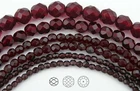 Czech Glass Fire Polished Round Faceted Beads Garnet dark red color, 3-12mm