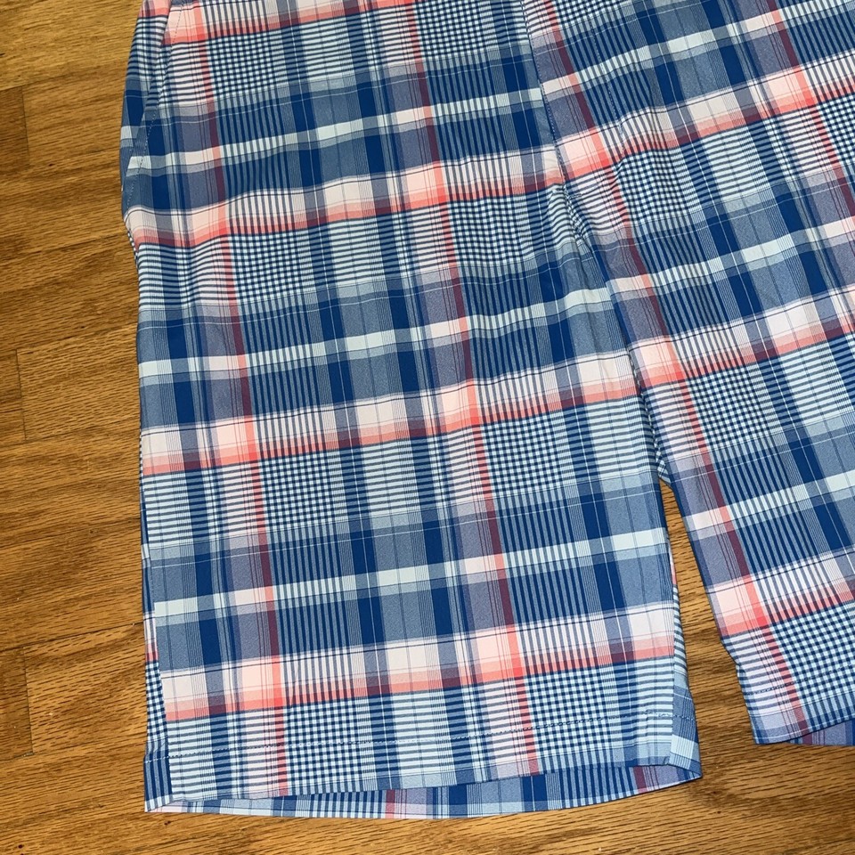 Grand Slam Mens Shorts Size 34 Blue Pink Colorful Plaid Golf Active
