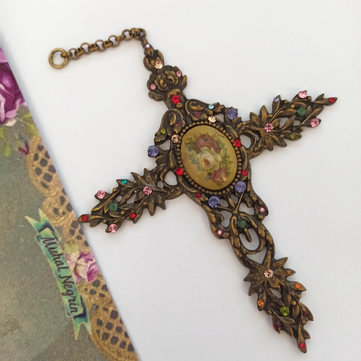 Michal Negrin Cross Wall Decor Victorian Revival With Swarovski