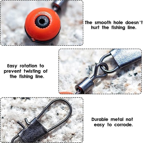 100pcs Fishing Barrel Swivel with Safety Snap Connector Solid Rings Fishing Snap - Picture 5 of 7