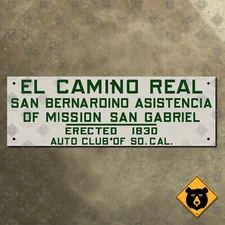 El Camino Real San Bernardino California ACSC highway road sign auto club AAA