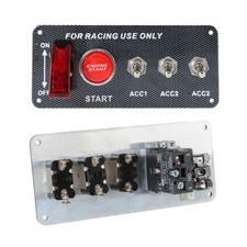 Carbon Ignition Switch Panel Engine Start Push Button Control Led 12v Racing Car