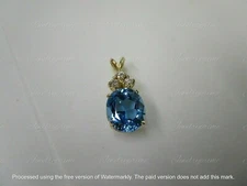 Lab Created 3.00Ct Oval Cut Blue Topaz Solitaire Pendant 14K Yellow Gold Finish