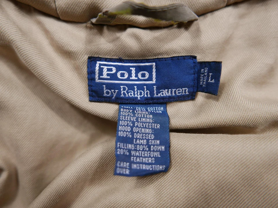 Polo Ralph Lauren Jacket Coat Puffer Down Green Military Fur Utility Field L - Image 3 of 3
