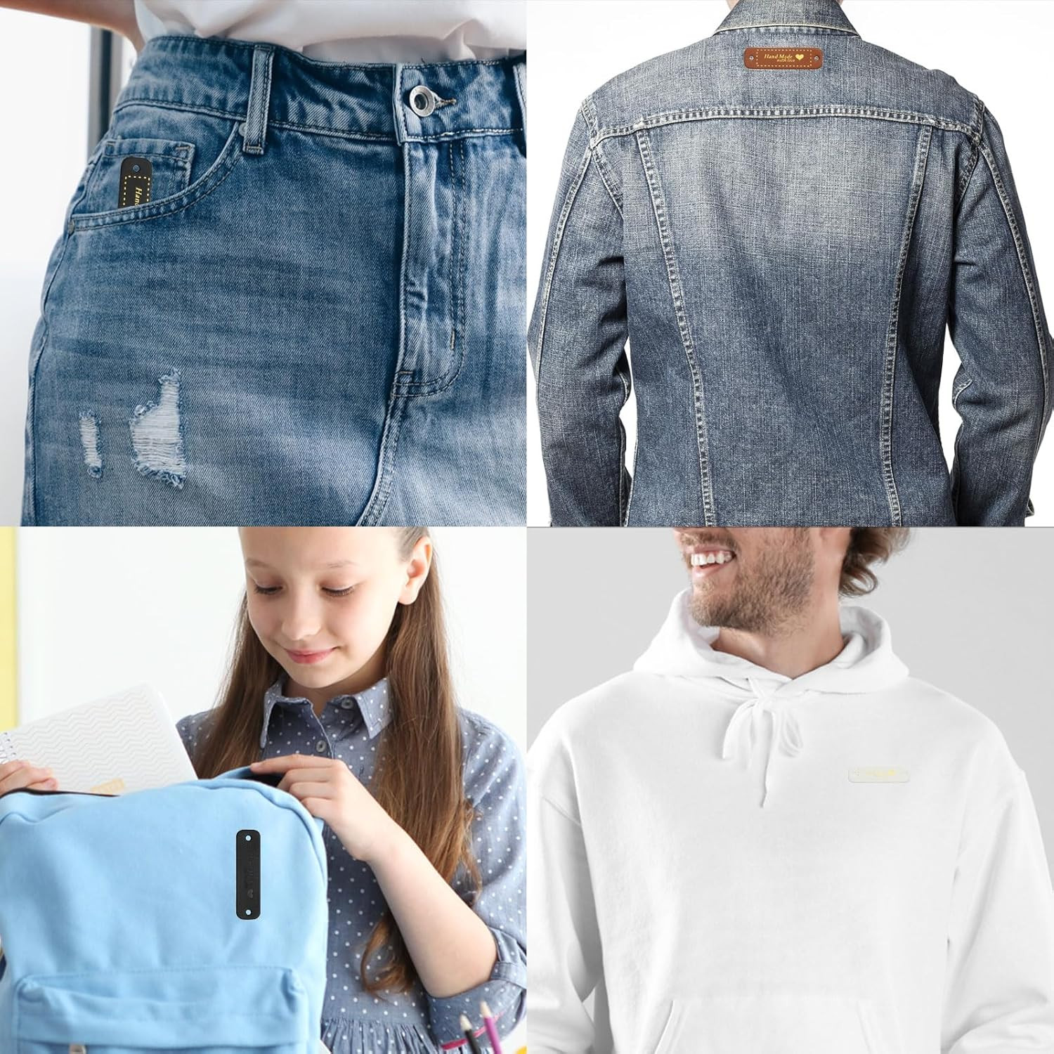 40Pcs Sewing Labels, Handmade with Love Labels Personalized Satin Embossed Tags 