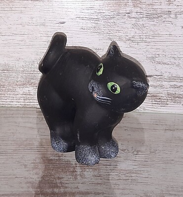 Schwarze Katzen Figur Tierfigur Dekofigur Cat Haustier Kitty 15 cm Vintage RAR