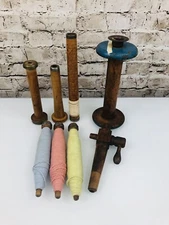 Lot Vintage Industrial Wood Textile Mill Spools Bobbins Spindles Yarn 