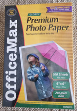 New In Box Glossy Premium Photo Paper Office Max 4"x6" Sheets 100 Count 2005