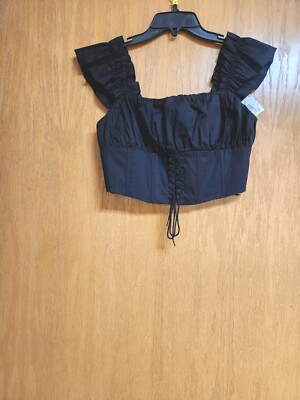 Black Ruffled Sleeveless Crop Forever 21