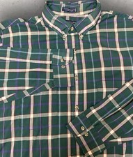 Van Heusen Sportswear Shirt Mens Large Blue Green Plaid Long Sleeve Button Up