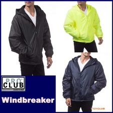 PRO CLUB MEN'S WINDBREAKER LIGHTWEIGHT WATERPROOF HOODED RAIN JACKET BIG & TALL