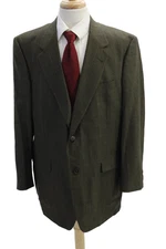 Hart Schaffner Marx Mens Striped Blazer Jacket Brown Wool Size 44 Regular