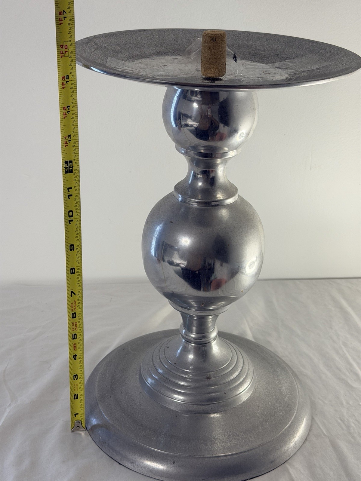 Eichholtz Aluminum Pedestal Candle Holder Stand 16.5” Modern Luxe Decor