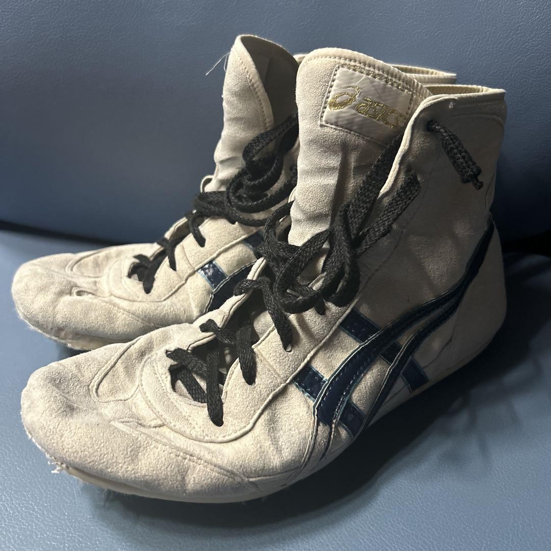 asics Boxing Wrestling Shoes TWR325 White Black Line Black Laces