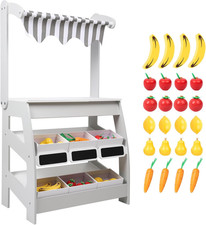 Wooden Grocery Store Playset with 24 Food Accessories for Kids 3 