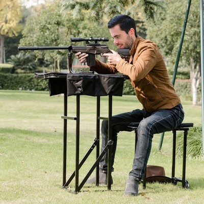 Ironmax Folding Shooting Bench Seat Adjustable Table Gun Rest Height Adjustable