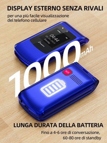 Telefono Cellulare per Anziani Flip Con Tasti Grandi, Contatti Con Immagini, SOS - Foto 5 di 9