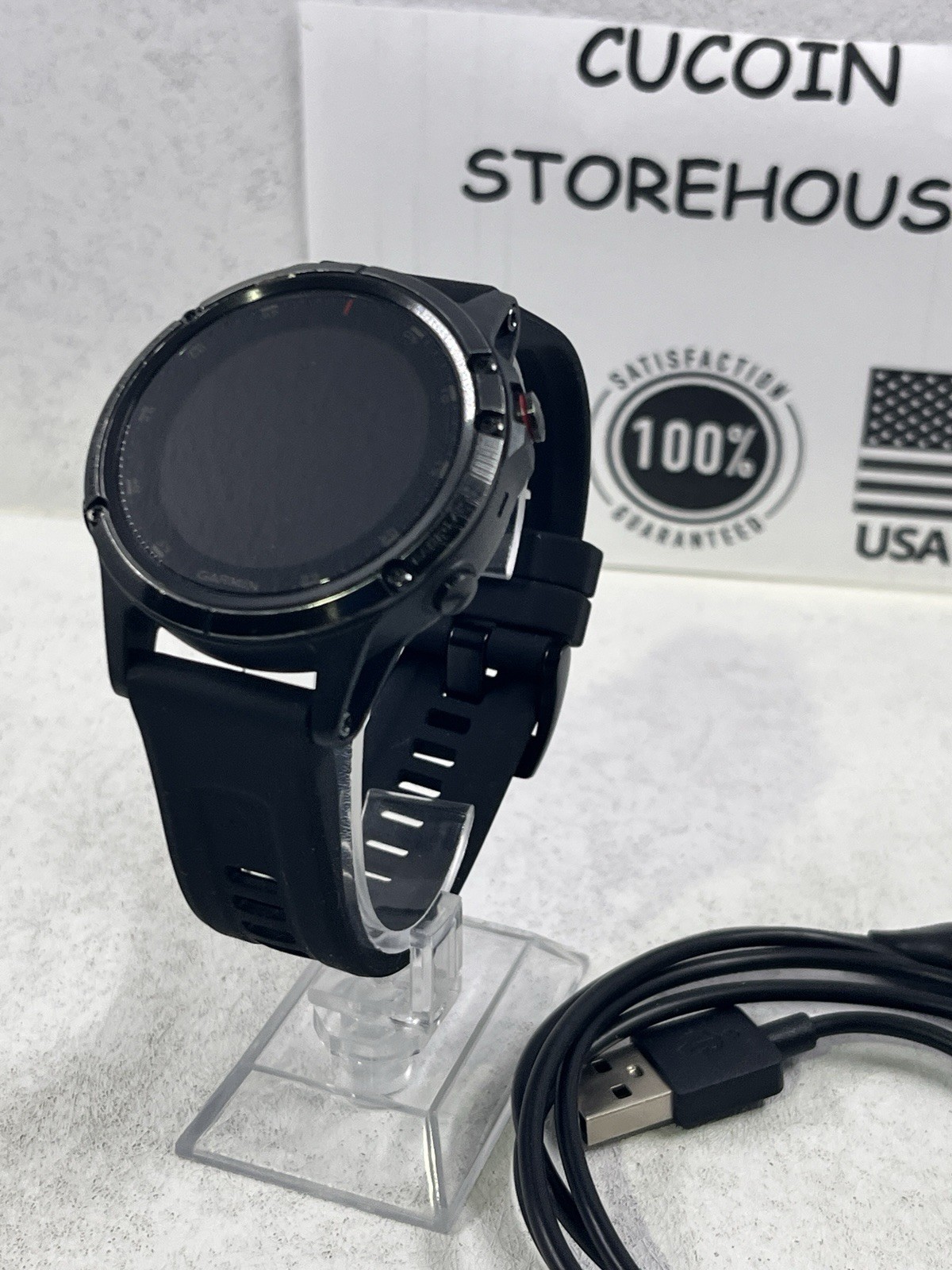 Garmin Fenix 5 Plus Sapphire 47mm GPS Smartwatch Black Case Black Band 010-01988-06-image