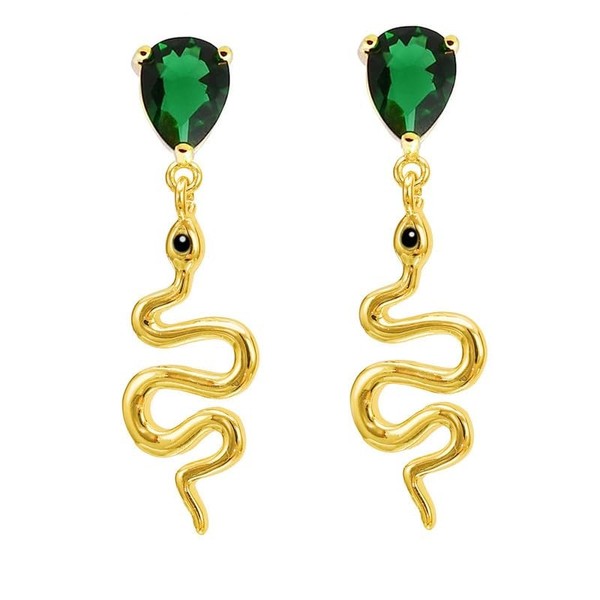 Alternate view of Snake Earrings For Women Sterling Silver Post, 14k Real Gold Plated Snake Earrin